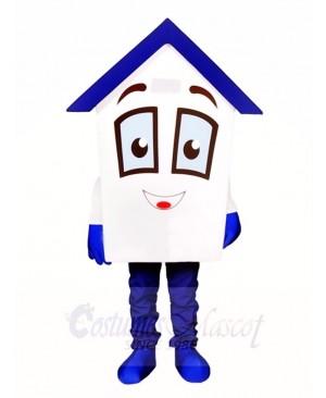 Blue Roof House Home Mascot Costumes For Real Estate Agency Promotion