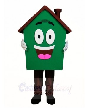 Green House Home Mascot Costumes For Real Estate Agency Promotion 