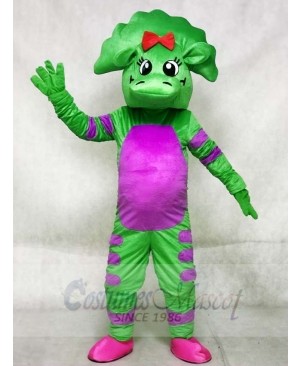 Green Dinosaur with Purple Belly Mascot Costumes