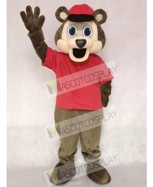 Brown Bear with a Red Hat Mascot Costume Animal