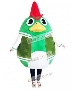 Rooster Cock Chicken in Green Suit Mascot Costume