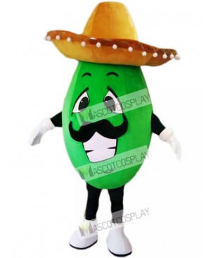 Mexican Avocado Mascot Costume with a Big Hat