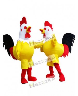 Yellow Cock Rooster with White Head Mascot Costume