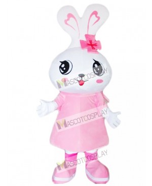 Big Head Pink Rabbit Eater Bunny Mascot Costume