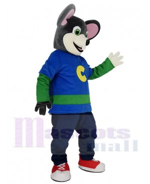 Cute Chuck E. Cheese Mouse with Beige Face Mascot Costume