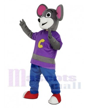 Chuck E. Cheese Mascot Costume Mouse with Purple Coat