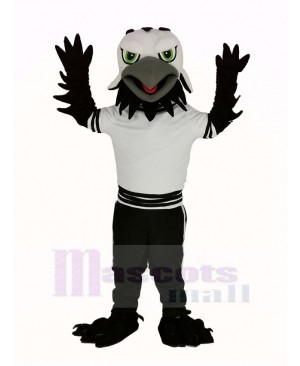 Black Eagle Falcon with Green Eyes Mascot Costume