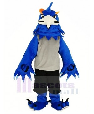 Blue Phoenix in Gray Vest Mascot Costume Animal