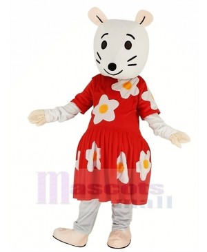 Gray Mouse with Red Dress Mascot Costume Animal
