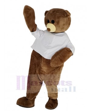 Cute Brown Bear with White Vest Mascot Costume