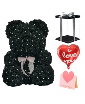 Diamond Black Rose Teddy Bear Flower Bear Best Gift for Mother's Day, Valentine's Day, Anniversary, Weddings and Birthday