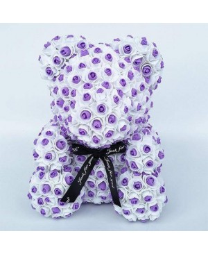 Newstyle Purple Rose Teddy Bear Flower Bear Best Gift for Mother's Day, Valentine's Day, Anniversary, Weddings and Birthday