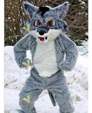 Fierce Gray Snow Fox Mascot Costume