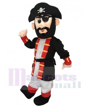 Hot Sale Adorable Realistic Black and Red Captain Blythe Pirate Mascot Costume