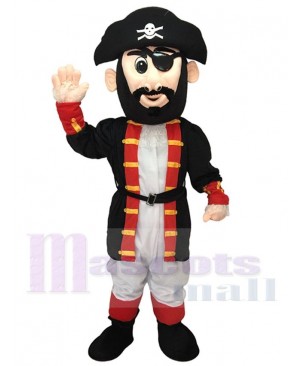 Hot Sale Adorable Realistic Black and Red Captain Blythe Pirate Mascot Costume