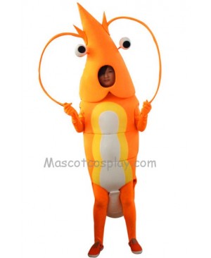 Orange Shrimp Mascot Character Costume Fancy Dress Outfit
