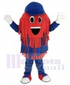 Blue and Red Car Wash Cleaning Brush Mascot Costume