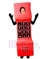 Red Cell Phone Mascot Costume Cartoon