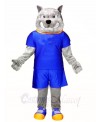 Gray Dog in Blue Suit Mascot Costumes Animal