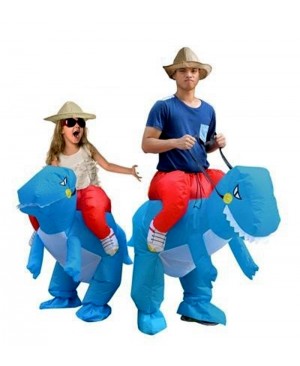 Adult/Kids Blue Inflatable Dinosaur Costume Dino Rider T-Rex Cosplay