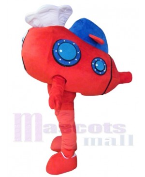 Happy Red Aircraft Mascot Costume Cartoon