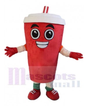 Red Smoothie Cup Mascot Costume Cartoon
