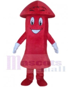 Happy Red Mushroom Mascot Costume Cartoon