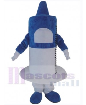 Blue and White Syringe Mascot Costume Cartoon