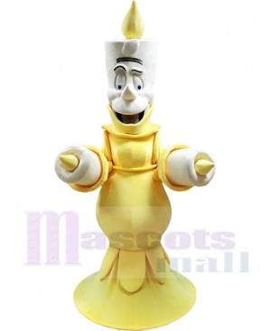 Yellow Burning Candle Mascot Costume Cartoon