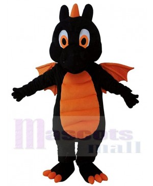Black Dinosaur with Orange Belly Mascot Costume Animal