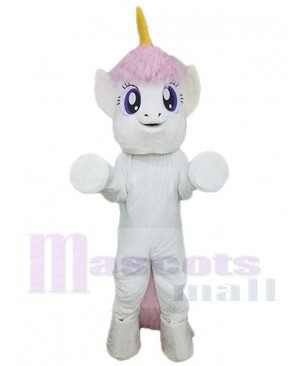 Pink Mane and Tail Unicorn Mascot Costume Cartoon