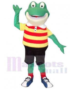 Happy Green Froggy Mascot Costume Cartoon