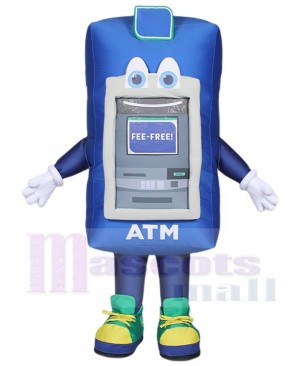 Blue ATM Machine Mascot Costume Cartoon