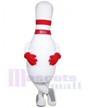 White Bowling Pin Mascot Costume Cartoon