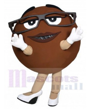 Smart Brown Milk Chocolate Mascot Costume Cartoon