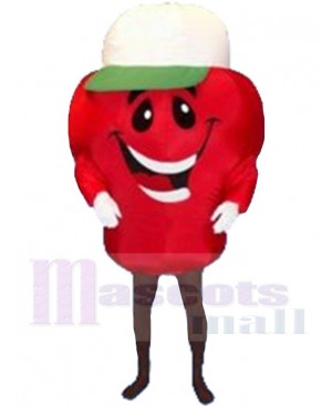 Happy Red Apple Mascot Costume Cartoon