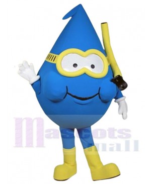 Blue Water Drop Mascot Costume Cartoon