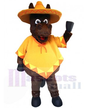 Friendly Dark Brown Horse Mascot Costume Animal