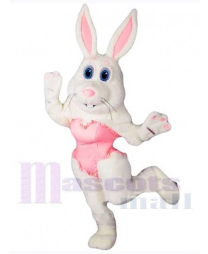 White Dance Bunny Rabbit Mascot Costume Animal