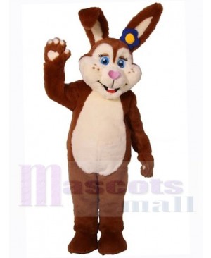 Friendly Brown and White Bunny Mascot Costume Animal