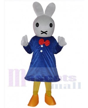 Easter Bunny Rabbit Mascot Costume Cartoon in Blue Skirt