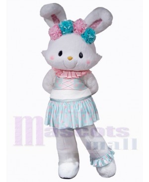 Lovely White Girl Bunny Rabbit Mascot Costume Animal