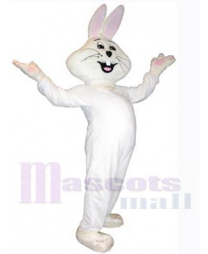 White Bunny Rabbit Mascot Costume Animal with Chubby Belly