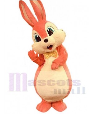 Lovely Bunny Mascot Costume Animal wearing Golden Bow Tie