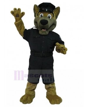 German Shepherd Dog Mascot Costume with Black Police Uniform Animal