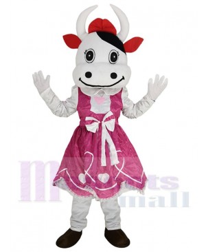 Pink Skirt Cattle Cow Mascot Costume For Adults Mascot Heads