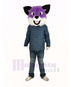Purple Husky Dog Mascot Costume Head Only