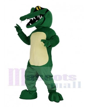 Green Alligator with Yellow Eyes Mascot Costume Animal	