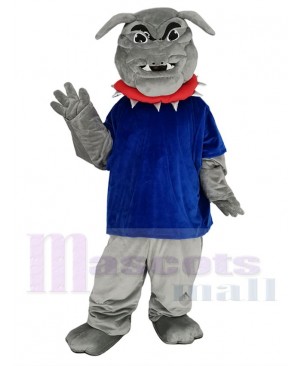 Bulldog in Dark Blue T-shirt Mascot Costume