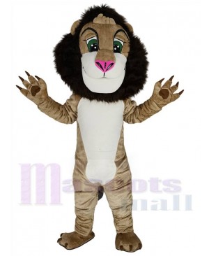 Happy Lion Mascot Costume Animal with Pink Nose